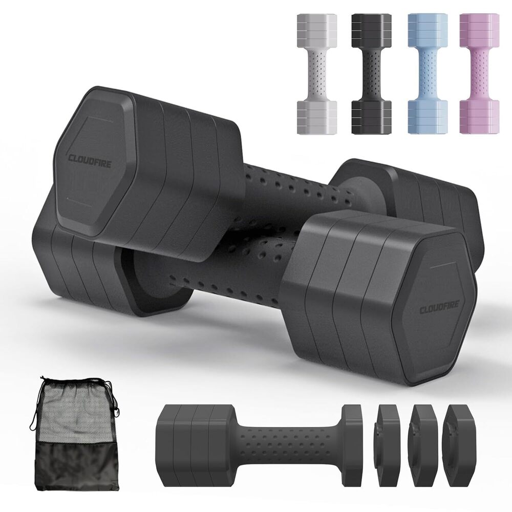 Adjustable Dumbbell Set of 2, Adjustable Dumbbells 5lb with TPU Soft Rubber